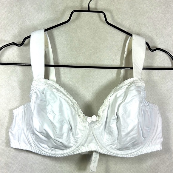 Curve Muse White Underwire With Lace Details Cotton Bra Size 44B NWT - Picture 1 of 3